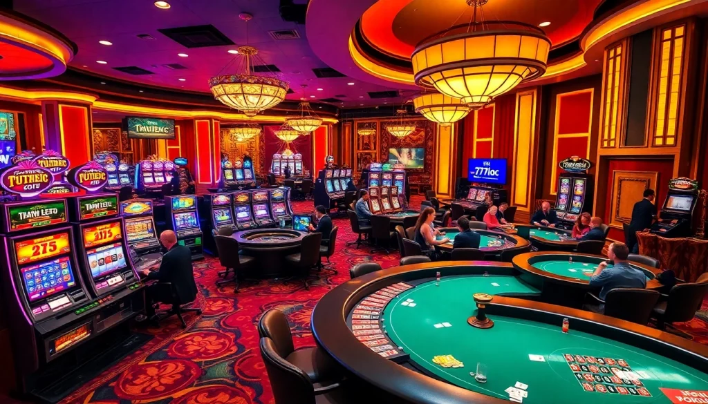 Experience the thrill at nhà cái 777loc with diverse games and vibrant casino atmosphere, showcasing players engaged in excitement.