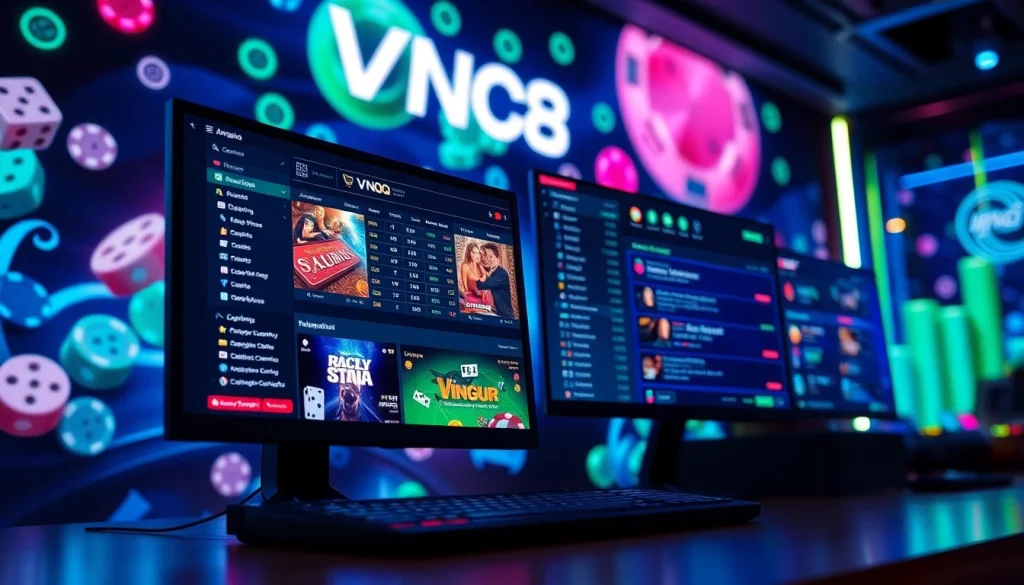 Engage with VNQ8 through a vibrant online gaming interface showcasing live betting options.