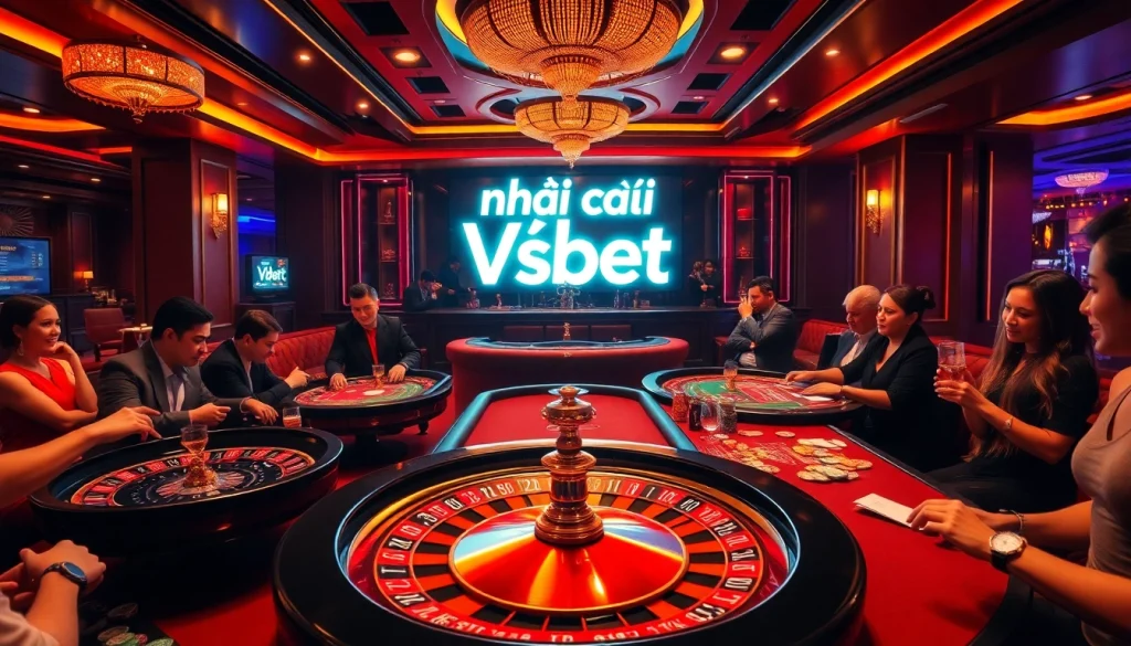 Experience the excitement at nhà cái Vsbet with vibrant casino tables and thrilling roulette action.