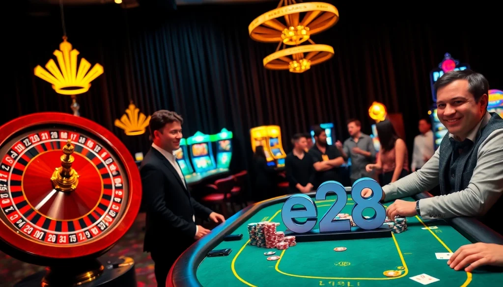 Experience the electrifying atmosphere of a casino with e28-themed poker action that captures thrilling high-stakes play.
