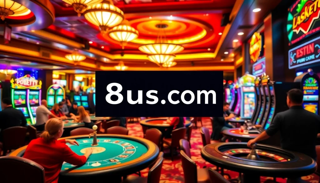 Experience exhilarating gameplay at 8us com’s luxurious casino with vibrant tables and slot machines.