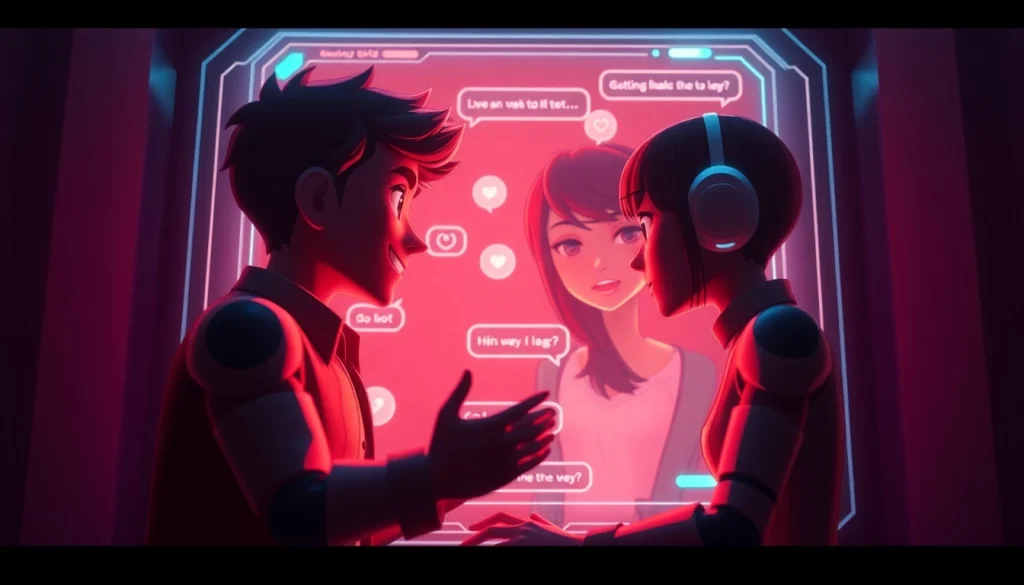 AI chat porn interaction with animated characters and engaging digital interface